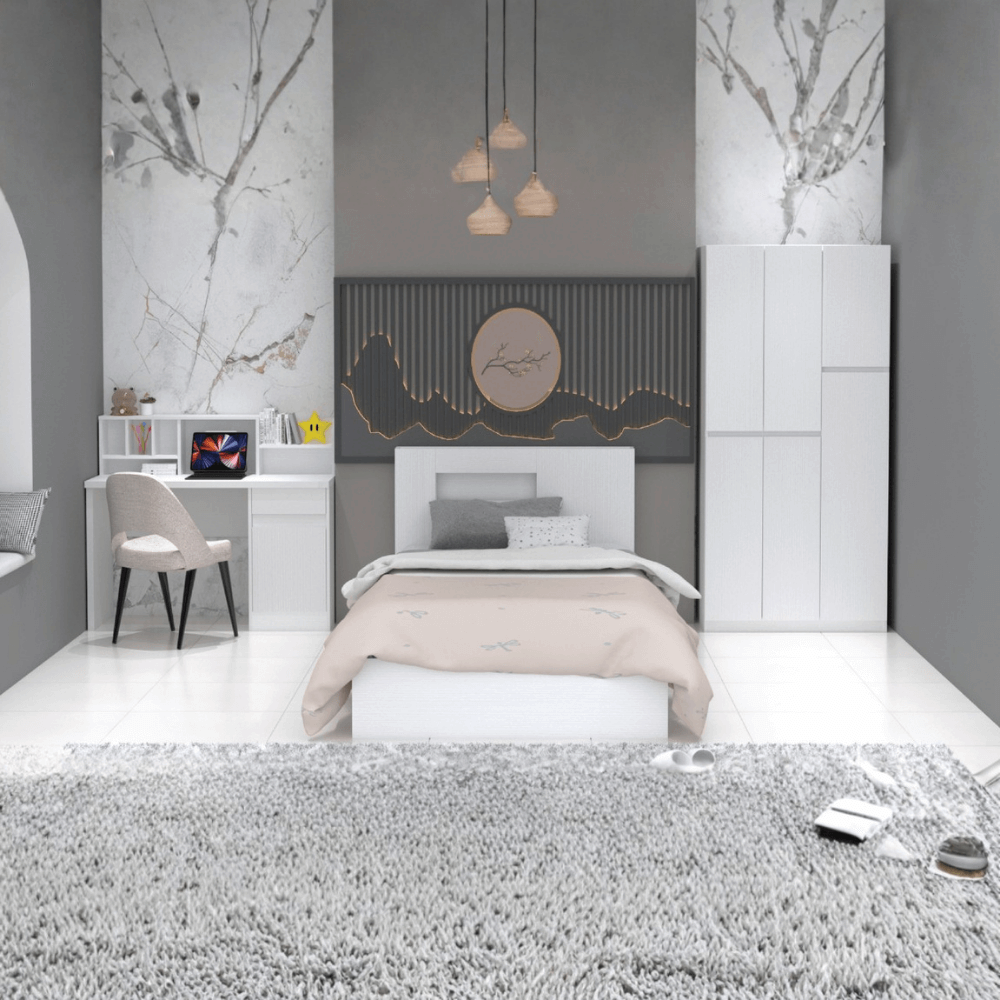 ชุดห้องนอน + ที่นอนสปริง 3.5 ฟุต WISDOM DESIGN FURNITURE รุ่น SCOOBY สีขาว_7