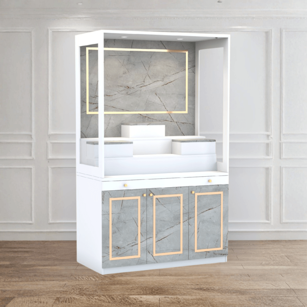 ตู้พระ WISDOM DESIGN FURNITURE รุ่น GO-02 ขนาด 120 ซม. สีขาว/ไลท์มาร์เบิ้ล