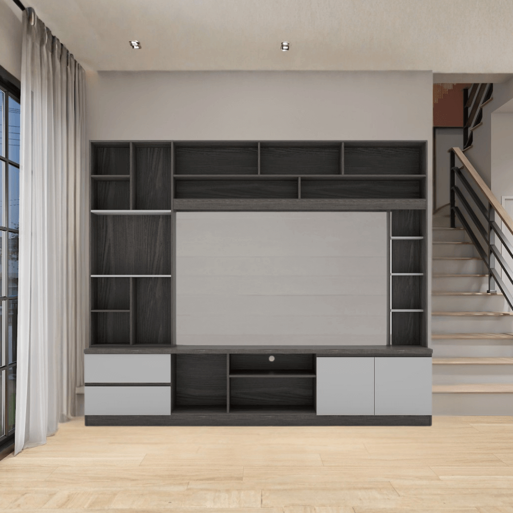 ตู้วางทีวี WISDOM DESIGN FURNITURE รุ่น HT-243A 240 ซม. สีไลท์เวงเก้/เทา