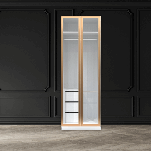 ตู้เสื้อผ้า 2 บานเปิด WISDOM DESIGN FURNITURE รุ่น GC-801B 80 ซม. สีขาว/ซอฟท์มาร์เบิ้ล