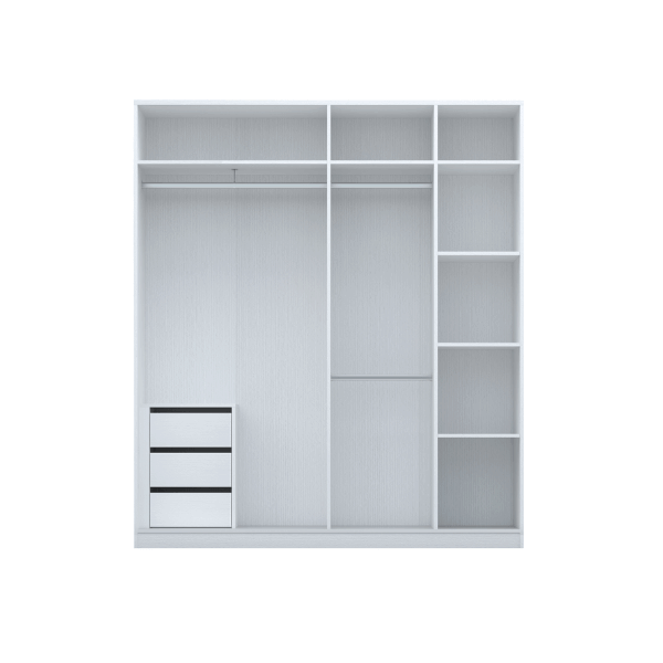 ตู้เสื้อผ้า 4 บานเปิด WISDOM DESIGN FURNITURE รุ่น GC-2008A 200 ซม. สีขาว/ซอฟท์มาร์เบิ้ล_4