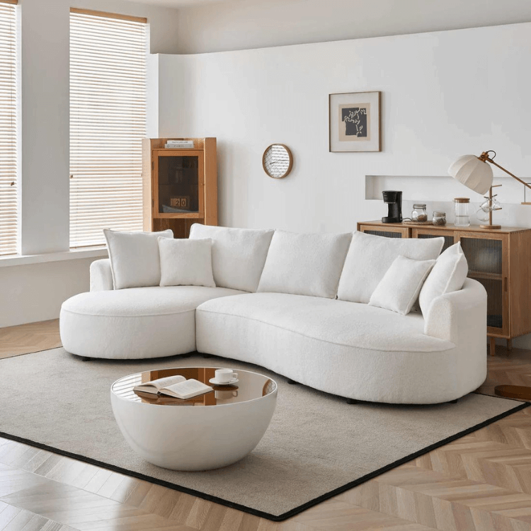 โซฟา 3 ที่นั่ง WISDOM DESIGN FURNITURE รุ่น ANGLE 300 ซม. ผ้าขนแกะ สีขาว