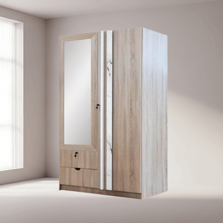 ตู้เสื้อผ้า 2 บานเปิด WISDOM DESIGN FURNITURE รุ่น W1219M 120 ซม. สีโซลิค/หินอ่อน
