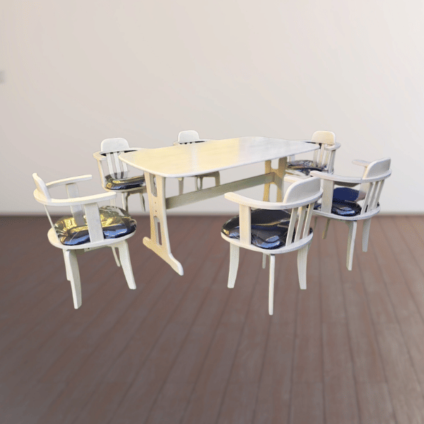 ชุดโต๊ะอาหารไม้ 6 ที่นั่ง WISDOM DESIGN FURNITURE รุ่น RANDOM 150 ซม. สีธรรมชาติ