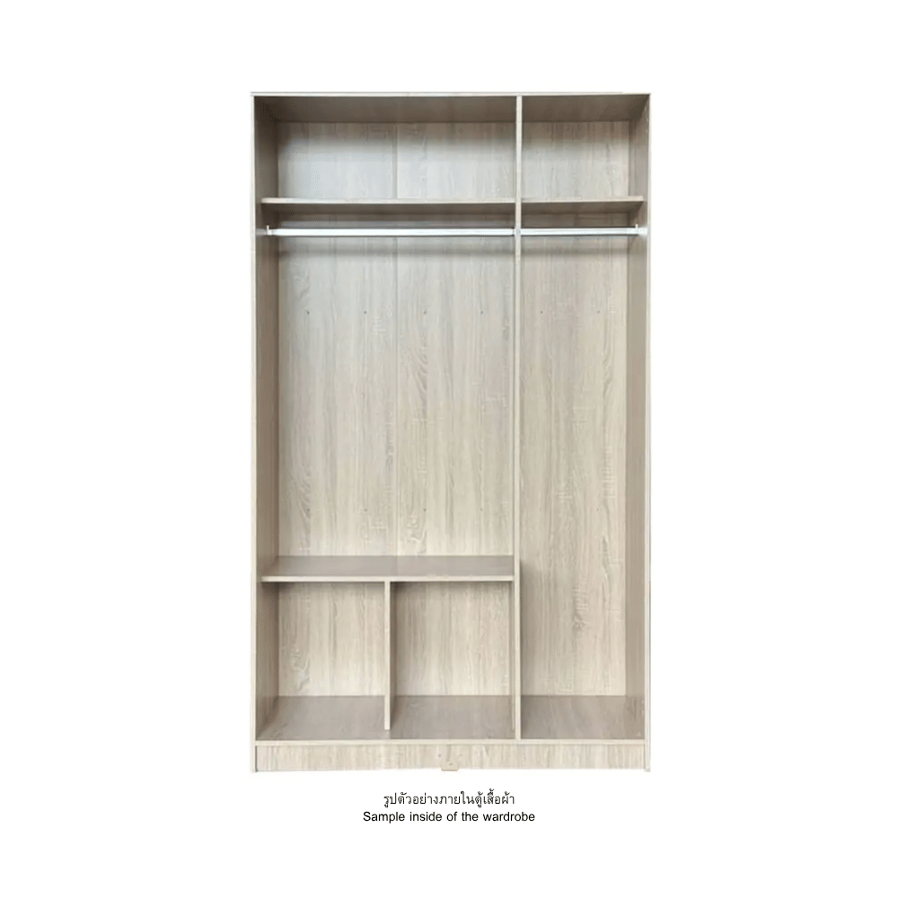 ตู้เสื้อผ้า 3 บานเปิด WISDOM DESIGN FURNITURE รุ่น WC120T สีขาว/เบจ