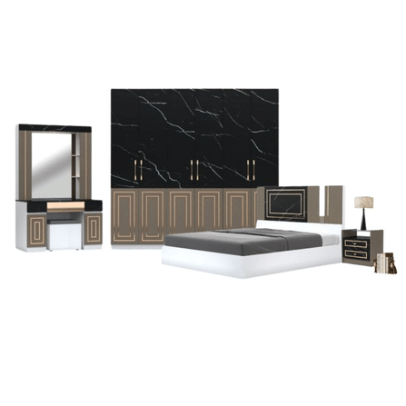 ชุดห้องนอน + ที่นอนสปริง 6 ฟุต WISDOM DESIGN FURNITURE รุ่น CHARLOTTE สีขาว/ดาร์คมาร์เบิ้ล/ฟอสซิลค์_0