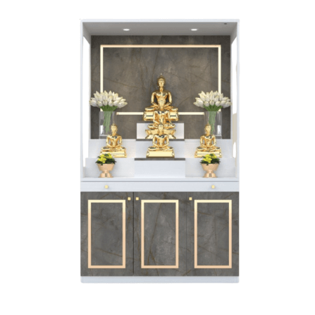 ตู้พระ WISDOM DESIGN FURNITURE รุ่น GO-02 ขนาด 120 ซม. สีขาว/บราวน์มาร์เบิ้ล_0