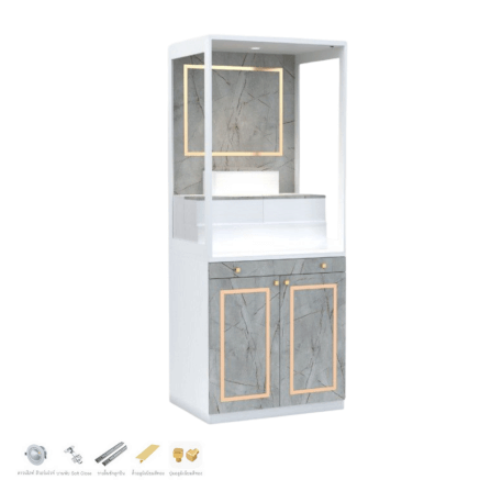 ตู้พระ WISDOM DESIGN FURNITURE รุ่น GO-03B ขนาด 80 ซม. สีขาว/ไลท์มาร์เบิ้ล_0