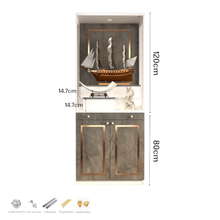 ตู้พระ WISDOM DESIGN FURNITURE รุ่น GO-03B ขนาด 80 ซม. สีขาว/บราวน์มาร์เบิ้ล_0