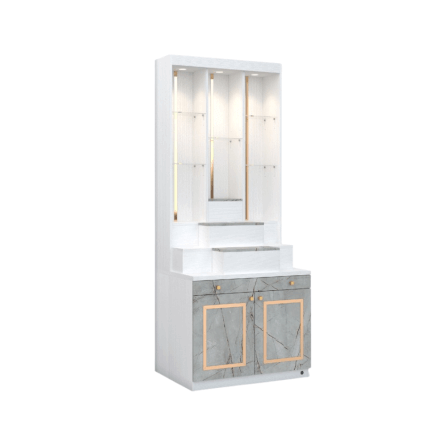 ตู้พระ WISDOM DESIGN FURNITURE รุ่น GO-06 ขนาด 80 ซม. สีขาว/ไลท์มาร์เบิ้ล/โกลด์_0
