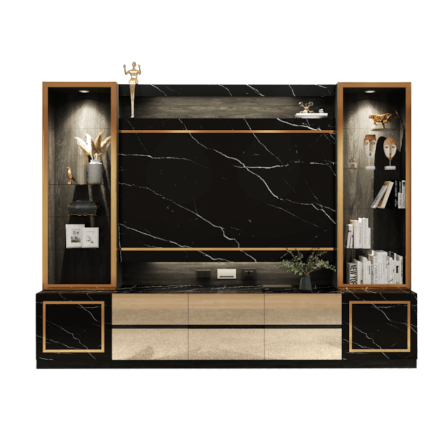 ตู้วางทีวี WISDOM DESIGN FURNITURE รุ่น GT-301 300 ซม. สีแอชเกรย์/ดาร์คมาร์เบิ้ล/โกลด์_0