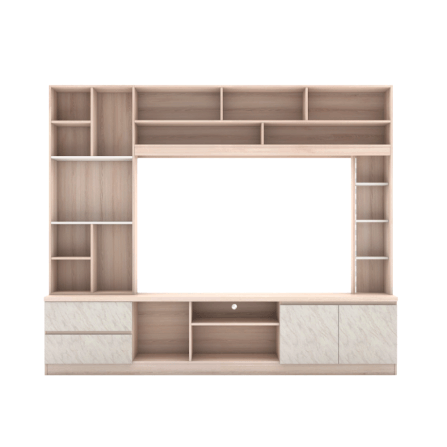 ตู้วางทีวี WISDOM DESIGN FURNITURE รุ่น HT-243A 240 ซม. สีโซลิค/ขาว/ไวท์มาร์เบิ้ล_0