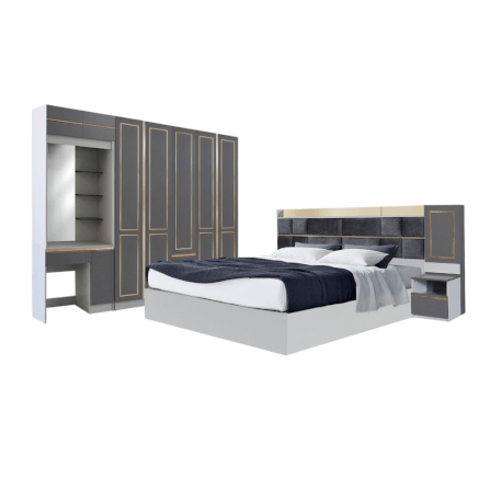ชุดห้องนอน + ที่นอน PVC 6 ฟุต WISDOM DESIGN FURNITURE รุ่น BRAELYN 5 สียีนส์/กราไฟท์_0
