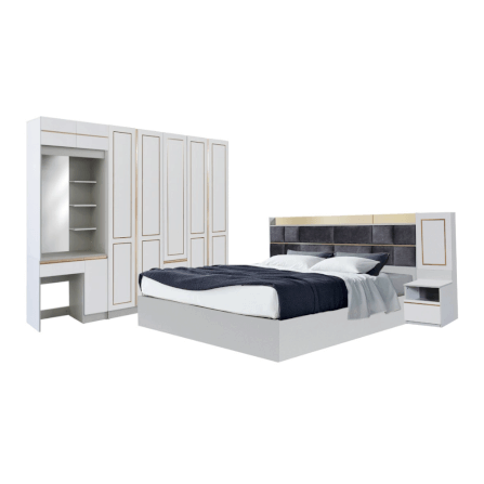 ชุดห้องนอน + ที่นอน PVC 6 ฟุต WISDOM DESIGN FURNITURE รุ่น BRAELYN 5 สีไลท์ยีนส์/ขาว_0
