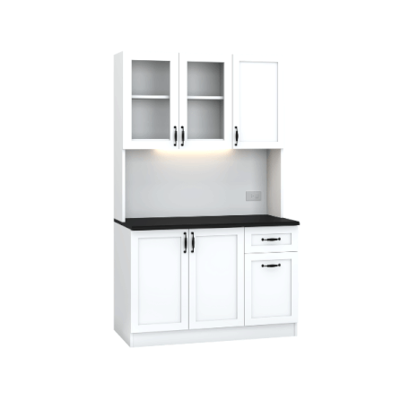 ครัวไม้สำเร็จ ตู้ตั้งพื้นท็อปเรียบ WISDOM DESIGN FURNITURE KT-121B 120 ซม. สีขาว/ดำ_0