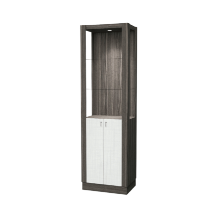 ตู้โชว์กระจก WISDOM DESIGN FURNITURE รุ่น CB-001 60 ซม. สีไลท์เวงเก้/แฟบริค_0
