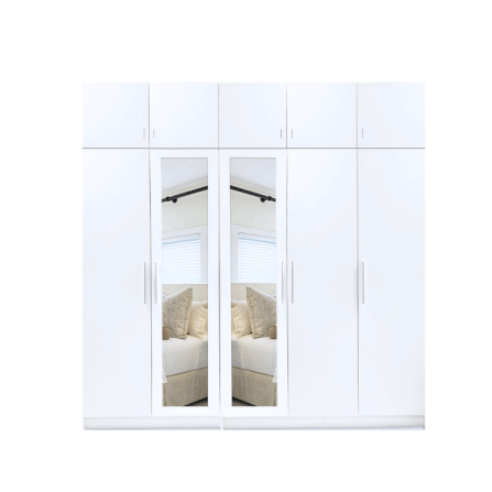 ตู้เสื้อผ้า 5 บานเปิด WISDOM DESIGN FURNITURE 225 ซม. สีขาว_0