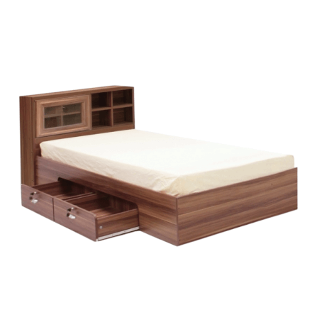 เตียง + ที่นอนสปริง 3.5 ฟุต WISDOM DESIGN FURNITURE รุ่น DESIGN-D สีวอลนัท_0