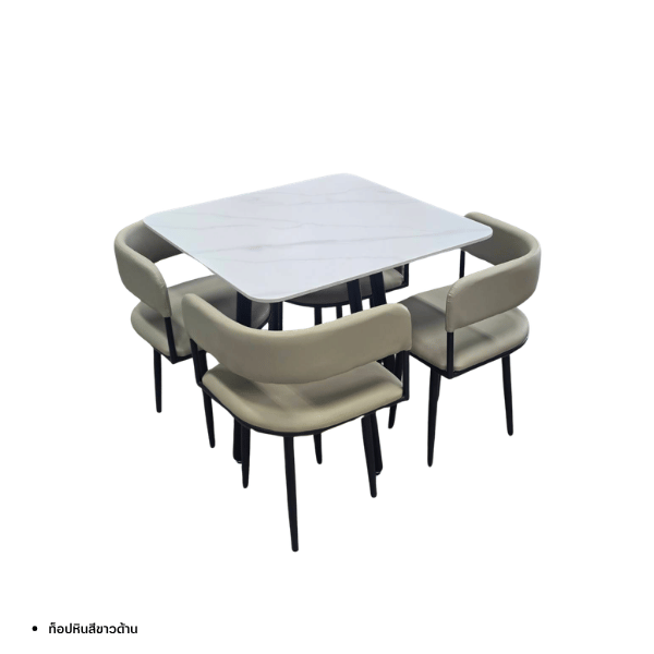 ชุดโต๊ะอาหาร 4 ที่นั่ง WISDOM DESIGN FURNITURE รุ่น PUZZLE 80 ซม. สีขาว_0