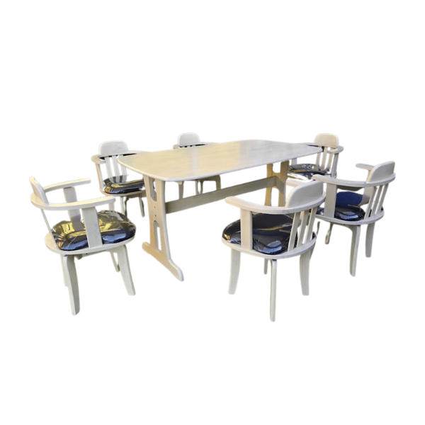 ชุดโต๊ะอาหารไม้ 6 ที่นั่ง WISDOM DESIGN FURNITURE รุ่น RANDOM 150 ซม. สีธรรมชาติ_0