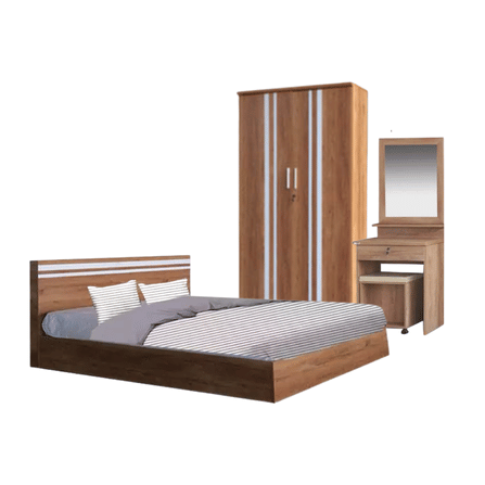 ชุดห้องนอน + ที่นอน PVC 5 ฟุต WISDOM DESIGN FURNITURE รุ่น SUPER SAVE สีไม้สัก_0
