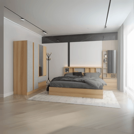 ชุดห้องนอน 6 ฟุต WISDOM DESIGN FURNITURE รุ่น TENSHI สีไลท์ยีนส์/แอช_1