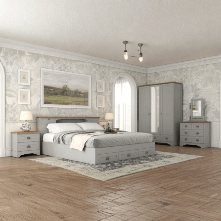 ชุดห้องนอน + ที่นอนสปริง 6 ฟุต WISDOM DESIGN FURNITURE รุ่น JASMINE สีเทา/โซลิค_1