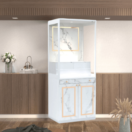 ตู้พระ WISDOM DESIGN FURNITURE รุ่น GO-03B ขนาด 80 ซม. สีขาว/มาร์เบิ้ล_1