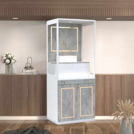 ตู้พระ WISDOM DESIGN FURNITURE รุ่น GO-03B ขนาด 80 ซม. สีขาว/ไลท์มาร์เบิ้ล_1