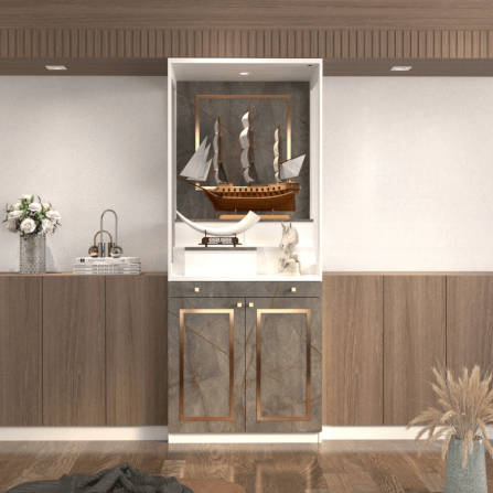 ตู้พระ WISDOM DESIGN FURNITURE รุ่น GO-03B ขนาด 80 ซม. สีขาว/บราวน์มาร์เบิ้ล_1