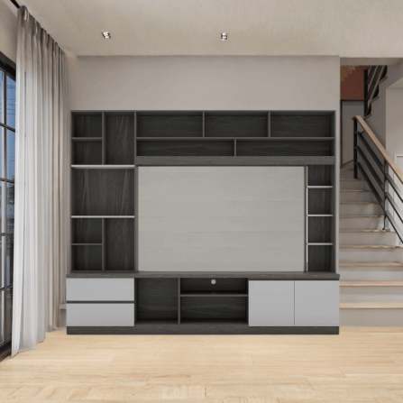 ตู้วางทีวี WISDOM DESIGN FURNITURE รุ่น HT-243A 240 ซม. สีไลท์เวงเก้/เทา_1