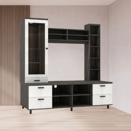 ตู้วางทีวี WISDOM DESIGN FURNITURE รุ่น HT-006 180 ซม. สีไลท์เวงเก้/แฟบริค_1