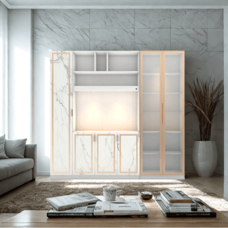 ตู้วางทีวี WISDOM DESIGN FURNITURE รุ่น GW-242 240 ซม. สีขาว/มาร์เบิ้ล/โกลด์_1