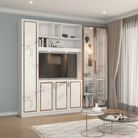 ตู้วางทีวี WISDOM DESIGN FURNITURE รุ่น GW-242 240 ซม. สีขาว/มาร์เบิ้ล/พิงค์โกลด์_1
