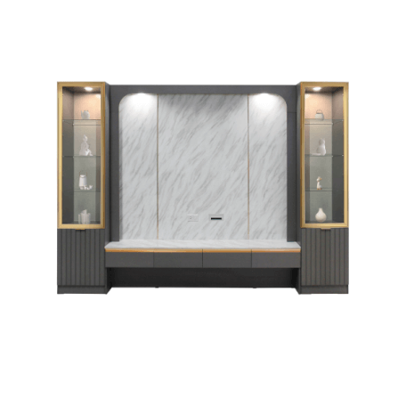 ตู้วางทีวี WISDOM DESIGN FURNITURE รุ่น LANA 300 ซม. สียีนส์กราไฟท์/ไวท์มาร์เบิ้ล_1