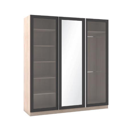 ตู้เสื้อผ้า 3 บานเปิด WISDOM DESIGN FURNITURE รุ่น WR-185 180 ซม. สีโซลิค/กราไฟท์_1