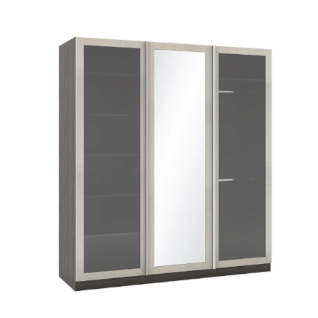 ตู้เสื้อผ้า 3 บานเปิด WISDOM DESIGN FURNITURE รุ่น WR-185 180 ซม. สีไลท์เวงเก้/แฟบริค_1