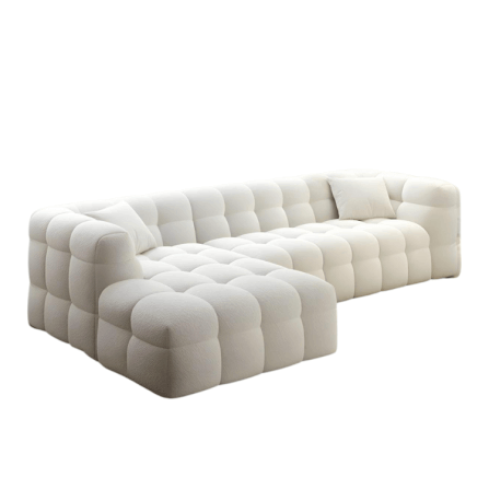 โซฟาเข้ามุมซ้าย 3 ที่นั่ง WISDOM DESIGN FURNITURE รุ่น MONI 220 ซม. ผ้าขนแกะ สีขาว_1