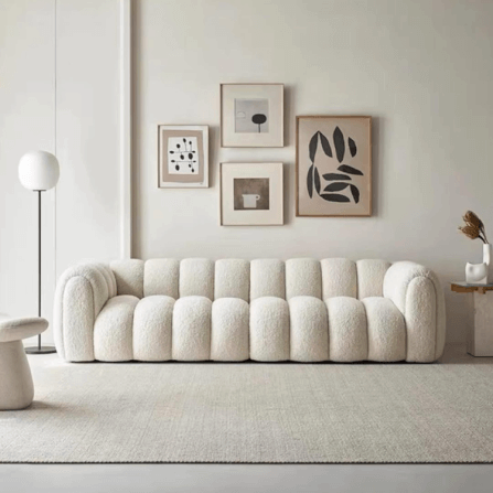 โซฟา 3 ที่นั่ง WISDOM DESIGN FURNITURE รุ่น LISA 220 ซม. ผ้าขนแกะ สีขาว_1