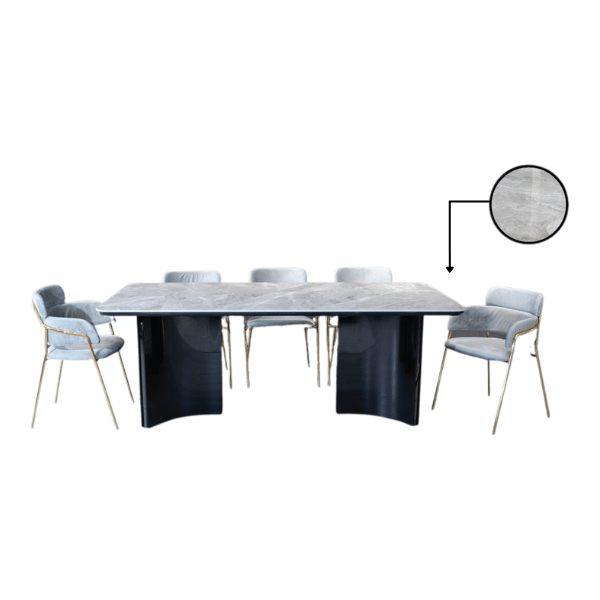 ชุดโต๊ะอาหารหินอ่อน 6 ที่นั่ง WISDOM DESIGN FURNITURE รุ่นโนเวล 200 ซม. สีขาว_1
