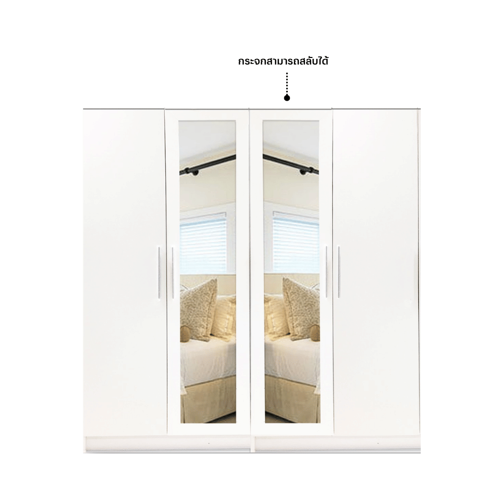 ตู้เสื้อผ้า 4 บานเปิด WISDOM DESIGN FURNITURE รุ่น MILANO180 สีขาว_1