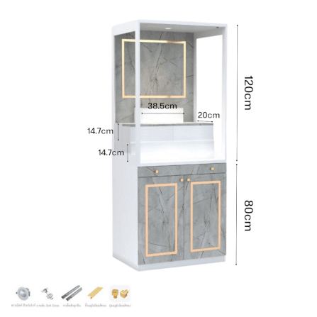 ตู้พระ WISDOM DESIGN FURNITURE รุ่น GO-03B ขนาด 80 ซม. สีขาว/ไลท์มาร์เบิ้ล_2