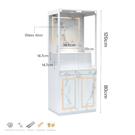 ตู้พระ WISDOM DESIGN FURNITURE รุ่น GO-03C ขนาด 80 ซม. สีขาว/มาร์เบิ้ล_2