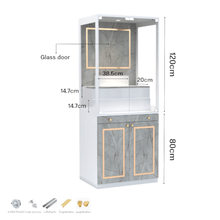 ตู้พระ WISDOM DESIGN FURNITURE รุ่น GO-03C ขนาด 80 ซม. สีขาว/ไลท์มาร์เบิ้ล_2