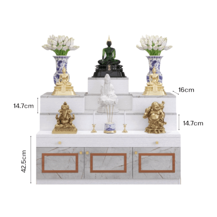 โต๊ะหมู่บูชา WISDOM DESIGN FURNITURE รุ่น GO-04 ขนาด 120 ซม. สีขาว/ไลท์มาร์เบิ้ล_2