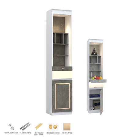 ตู้พระ WISDOM DESIGN FURNITURE รุ่น GO-05 ขนาด 40 ซม. สีขาว/บราวน์มาร์เบิ้ล/โกลด์_2