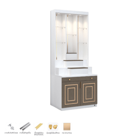 ตู้พระ WISDOM DESIGN FURNITURE รุ่น GO-06 ขนาด 80 ซม. สีขาว/ฟอสซิลค์/โกลด์_2