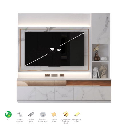ตู้วางทีวี WISDOM DESIGN FURNITURE รุ่น GH-241 240 ซม. สีขาว/มาร์เบิ้ล/โกลด์_2