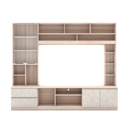 ตู้วางทีวี WISDOM DESIGN FURNITURE รุ่น HT-243B 240 ซม. สีโซลิค/ขาว/ไวท์มาร์เบิ้ล_2