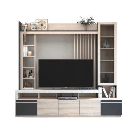 ตู้วางทีวี WISDOM DESIGN FURNITURE รุ่น HT-2401 240 ซม. สีโซลิค/กราไฟท์/ไวท์มาร์เบิ้ล_1